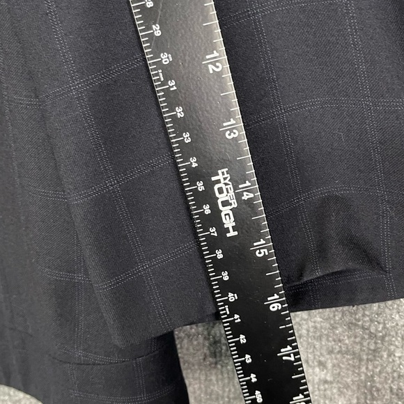 Banana Republic Blazer Womens 12 Black‎ Cropped Windowpane Lined 3/4 Sleeves - Picture 10 of 13